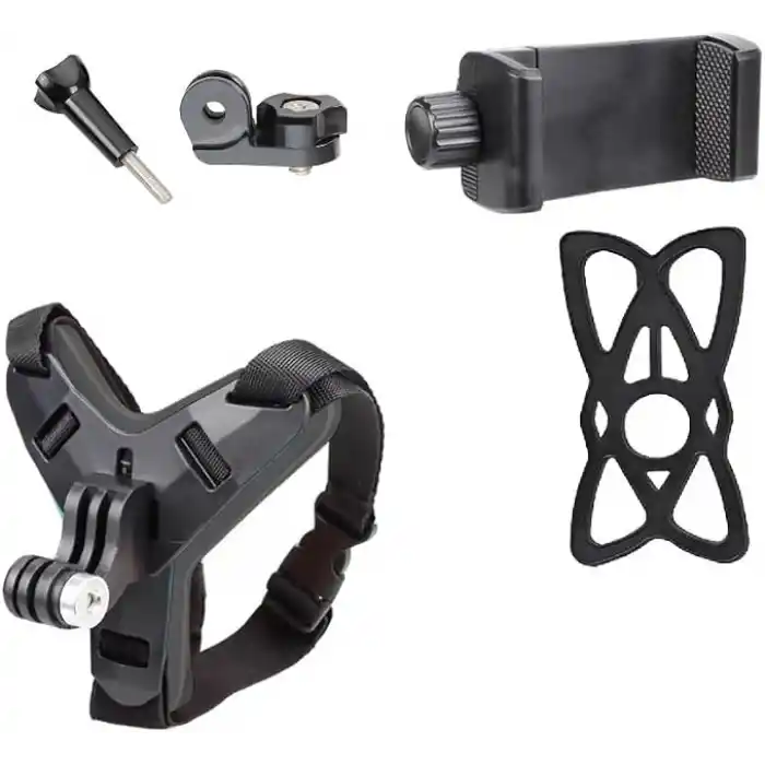 Coverzone Aksiyon Kamera ve Telefon Tutucu Kask Aparatı Gezi Seyahat ve Sürüşlerde Kullanmak için Cep Telefonu Kask Tutucu (Tüm modeller İle Uyumlu) X001