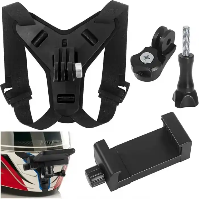 Coverzone Aksiyon Kamera ve Telefon Tutucu Kask Aparatı Gezi Seyahat ve Sürüşlerde Kullanmak için Cep Telefonu Kask Tutucu (Tüm modeller İle Uyumlu) X001