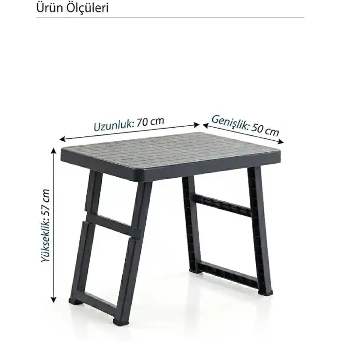 Coverest Katlanabilir Portatif Masa, PP Plastik, 50x70 cm, Piknik Masası, Kamp Masası, Minimal ve Hafif Tasarım, Balkon ve Bahçe için (ANTRASİT, 50 X 70 CM)