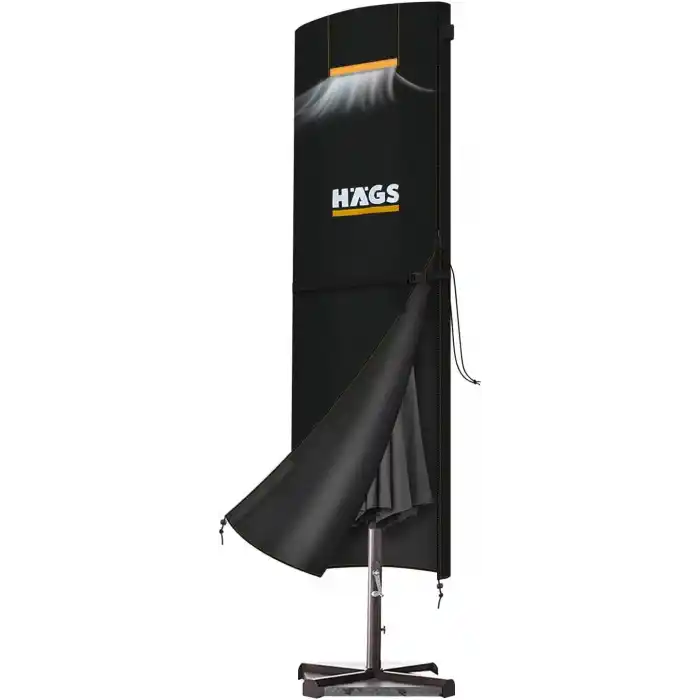 Haegs Bahçe Şemsiye Kılıfı, Veranda Parasol Konsol Şemsiyesi Brandası, Koruma Örtüsü, Su Geçirmez, Hava Koşullarına Dayanıklı Bahçe Gölgelik Güneşlik Örtüsü (240-57/57 cm) Siyah