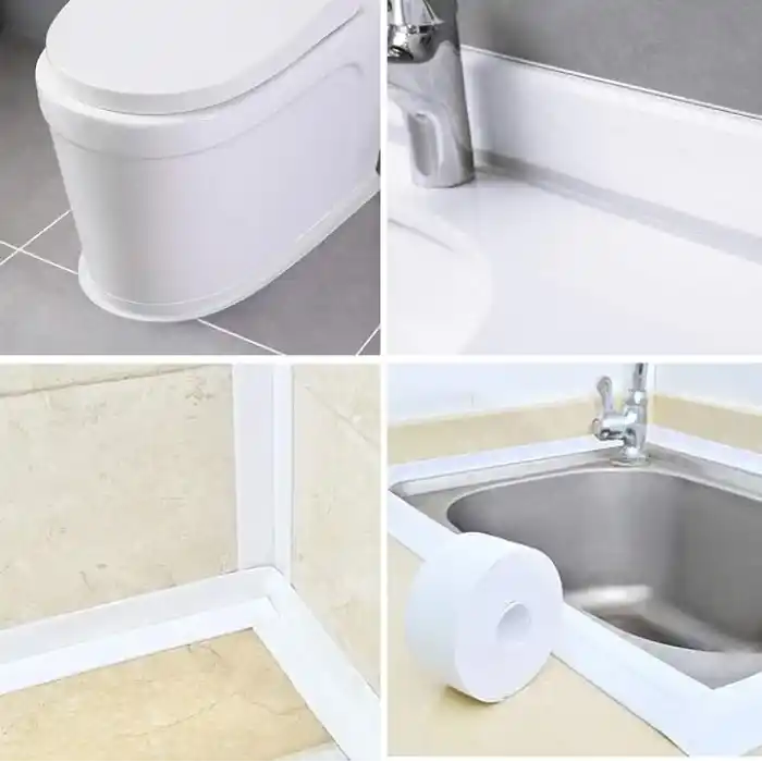 Kendinden Yapışkanlı Su Geçirmez İzolasyon Bandı – 3,2 m PVC Köşe ve Kenar Koruma Şeridi, Lavabo, Küvet, Duş ve Mutfak (Beyaz)