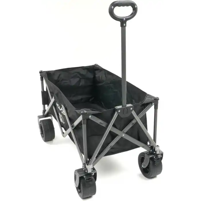 PİKAS ROVOS XXL Katlanır Kamp Arabası | 150 kg Frenli Büyük Tekerlekli Taşıma Arabası | Plaj, Piknik ve Outdoor Kullanım İçin Katlanabilir Kamp Arabası | Oxford Kumaş Siyah (Masasız)