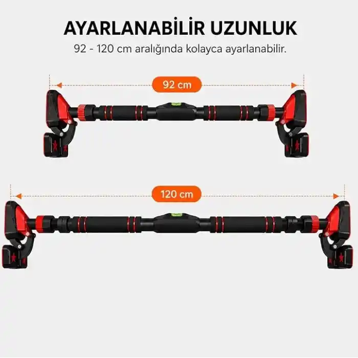 Vidasız 3POD Barfiks Aleti Montaj Ultra Güçlü, 92-120 Cm Arası - Ayarlanabilir Barfiks Demiri, Kapı Barı ve Çekme Barı,Çelik Yapı, Barfiks Çubuğu, Üst Vücut Egzersizi, Fitness,Barfix, Barfiks Barı