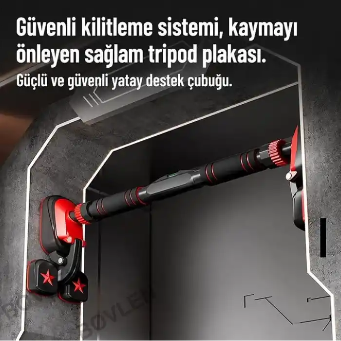 Vidasız 3POD Barfiks Aleti Montaj Ultra Güçlü, 92-120 Cm Arası - Ayarlanabilir Barfiks Demiri, Kapı Barı ve Çekme Barı,Çelik Yapı, Barfiks Çubuğu, Üst Vücut Egzersizi, Fitness,Barfix, Barfiks Barı