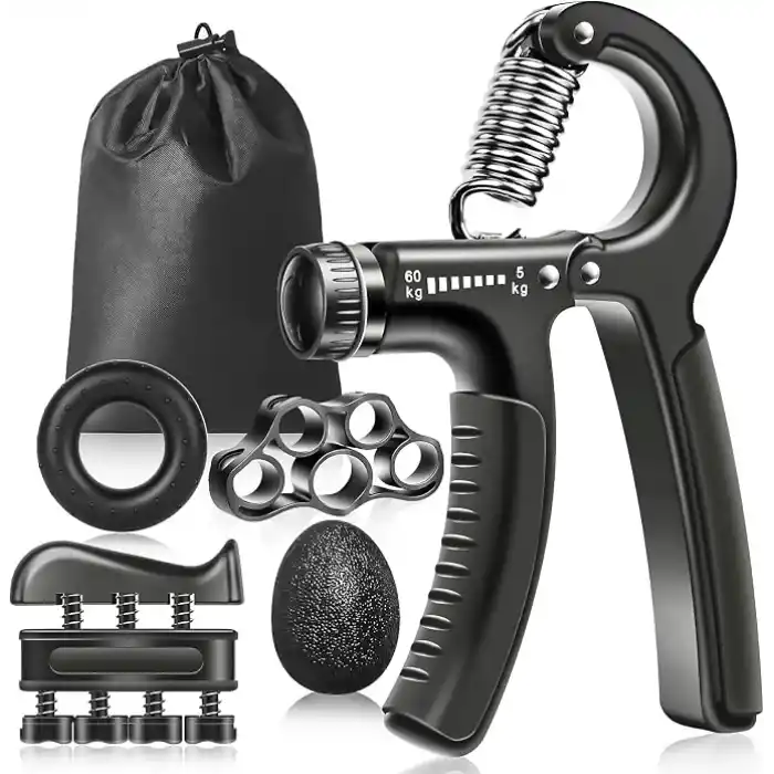 Vicloon 5 Parça Set Kavrama Güçlendirici, 5-60 kg Ayarlanabilir El Kavrama Güçlendirici, Monitörlü, Parmak Sedyesi, Stres Giderici Kavrama Topu, Sporcular ve Müzisyenler için