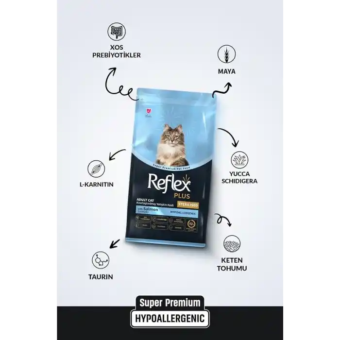 REFLEX PLUS Yetişkin 34/12 Somonlu Kedi Maması 8 Kg