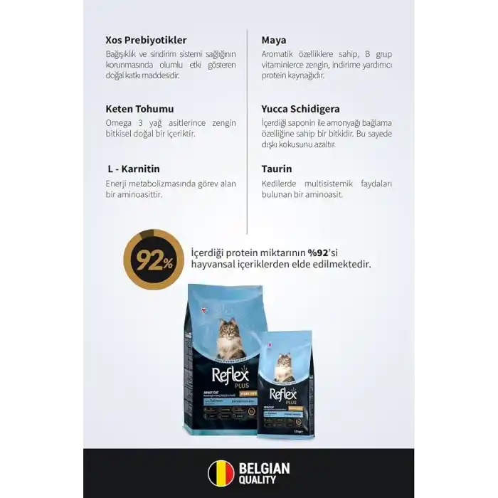REFLEX PLUS Yetişkin 34/12 Somonlu Kedi Maması 8 Kg