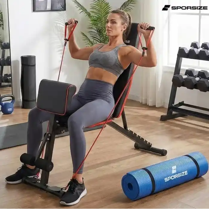 Sporsize Adjustable Shuttle Weight Bench – Ayarlanabilir Ağırlık ve Mekik Sehpası, 7 Sırt Açısı & 3 Oturma Pozisyonu, Katlanabilir Çelik Gövde, Ev Tipi Profesyonel Kullanım