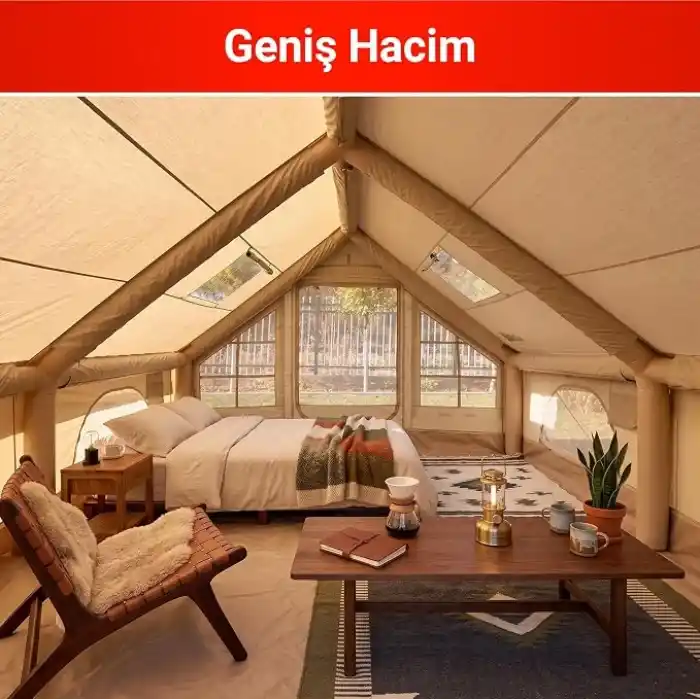 PİKAS Rovos 12 Kişilik XXL Şişme Kamp Çadırı | 4 Mevsim Büyük Aile Çadırı | Su Geçirmez Oxford Kumaş | Kamp, Glamping ve Outdoor Çadırı