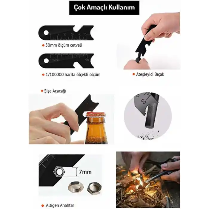 Magnezyum Çubuk Acil Durum Çakmaktaşı Deprem Hayatta Kalma Ateş Başlatıcı Çakmak Kiti Düdük Hediyeli,Kamp,Karavan İçin Ateş Yakmak İçin Çakmak