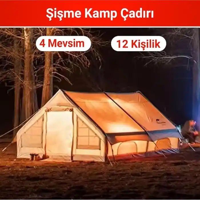 PİKAS Rovos 12 Kişilik XXL Şişme Kamp Çadırı | 4 Mevsim Büyük Aile Çadırı | Su Geçirmez Oxford Kumaş | Kamp, Glamping ve Outdoor Çadırı