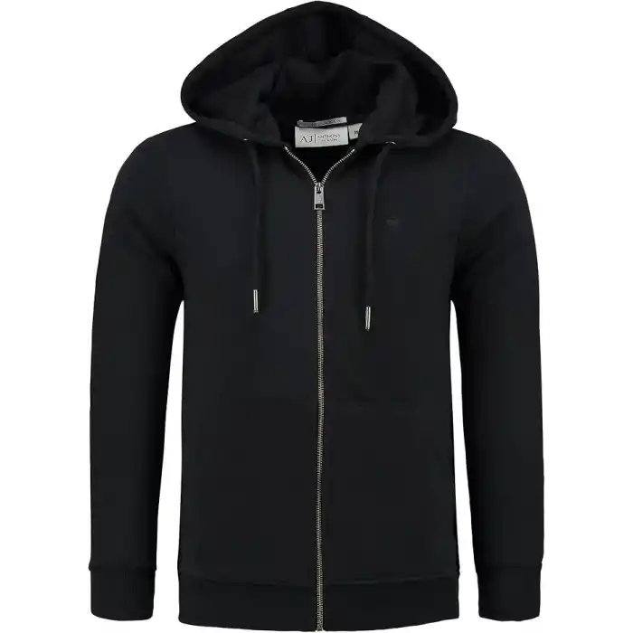 Anthony Jackson Erkek Kapüşonlu Fermuarlı Sweatshirt ONYX