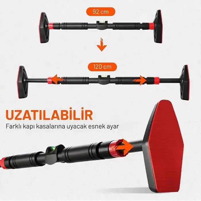 Vidasız Montaj Barfiks Aleti 92-120 Cm Arası - Ayarlanabilir Barfiks Demiri, Kapı Barı ve Çekme Barı, Dayanıklı Çelik Yapı, Barfiks Çubuğu, Üst Vücut Egzersizi, Fitness,Barfix, Barfiks Barı