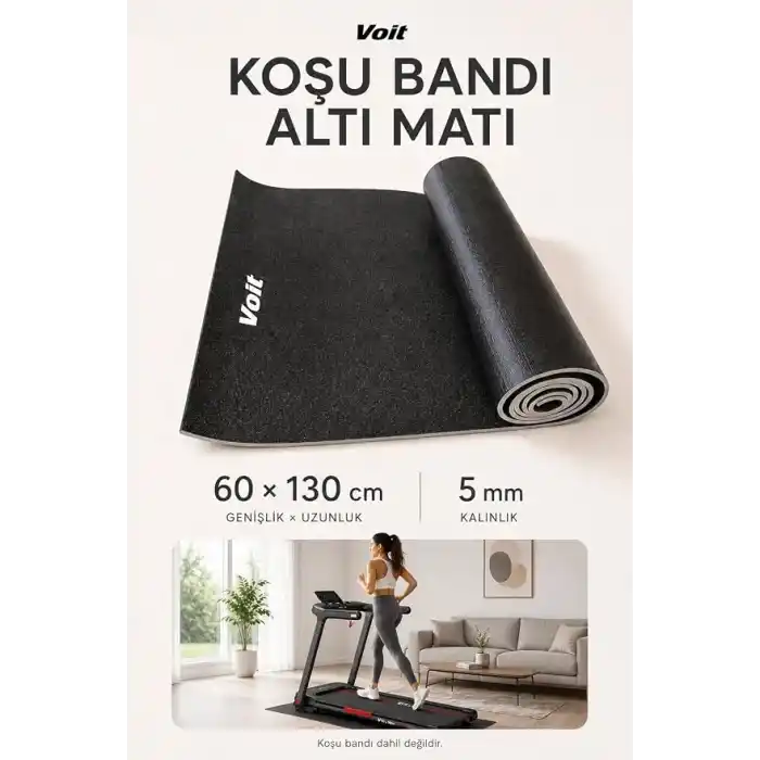 Voit Koşu Bandı Matı 60x130 cm – 5 mm Kalınlık, Zemin Koruyucu Minder