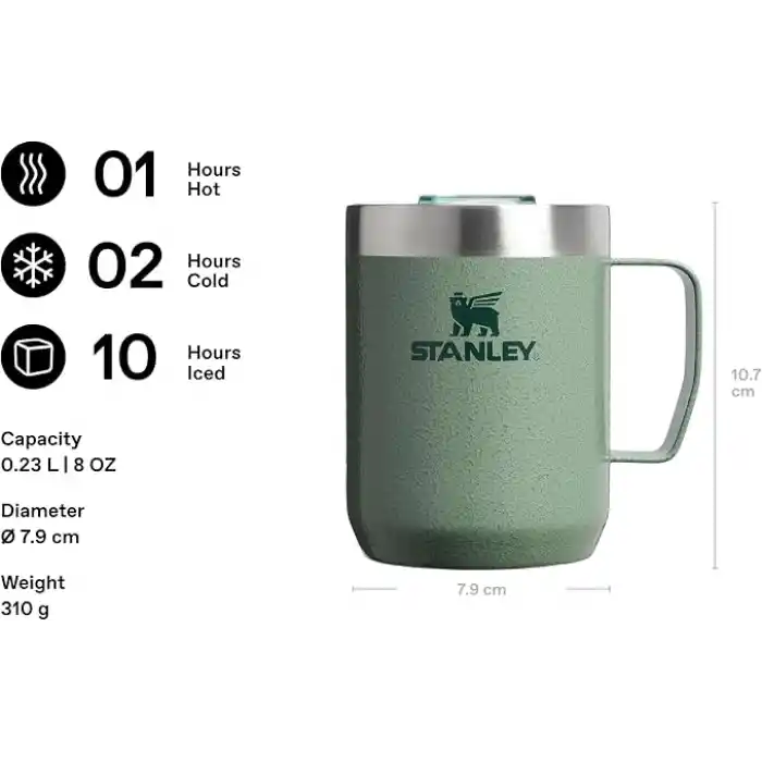 STANLEY Classic Legendary Termos Bardak 0.23 Litre - Yeşil (Hammertone Green) | Paslanmaz Çelik