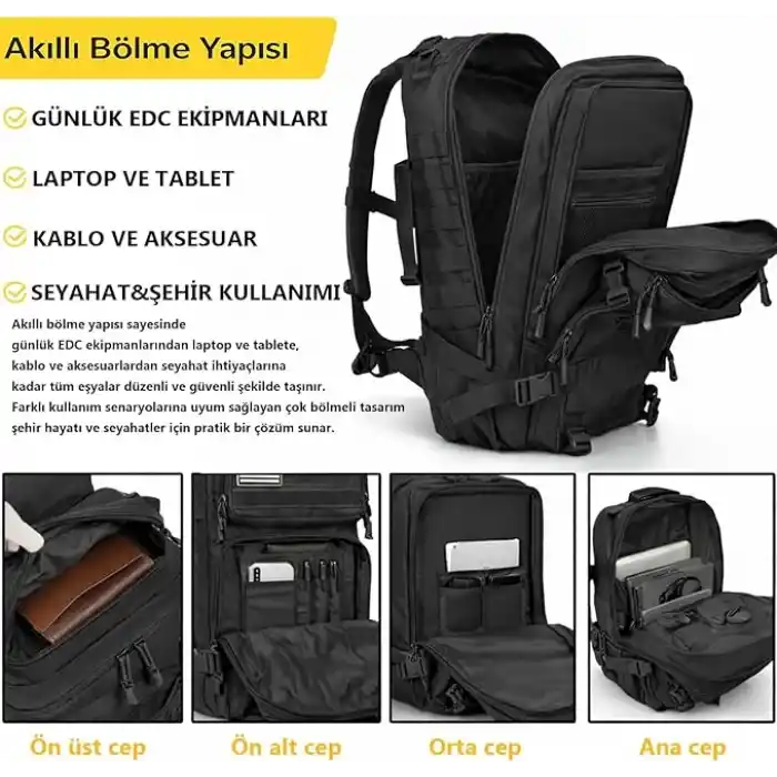 HAEGS Askeri Taktik Sırt Çantası, Ordu Derecesinde Sağlam, Ağır Hizmet Taktik Çanta, 3 Günlük Acil Durum Hücum Çantası, Kampçılık, Dağcılık, Trekking Seyahat Sırt Çantası