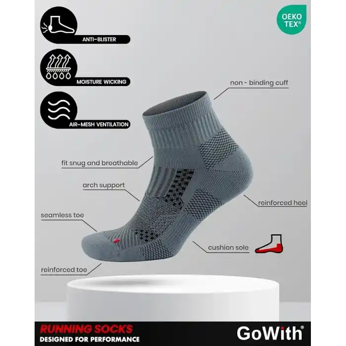 GoWith 2li Tabanaltı Havlulu Dikişsiz Unisex Atletik Fit Koşu Yürüyüş Egzersiz Aktivite Çorabı 3594