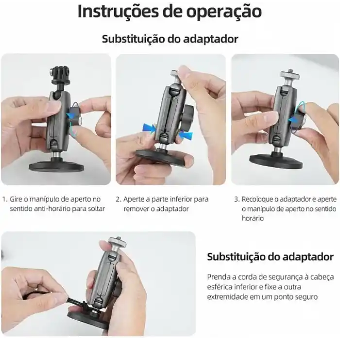 TELESIN Manyetik Aksiyon Kamera Tutucu 360° Döner Çift Bilyalı Başlık Metal Montaj Aparatı Güçlü Mıknatıslı Araç Dışı Çekim Vlog Video Kayıt Sabitleyici 1/4 Adaptörlü, CMM-001