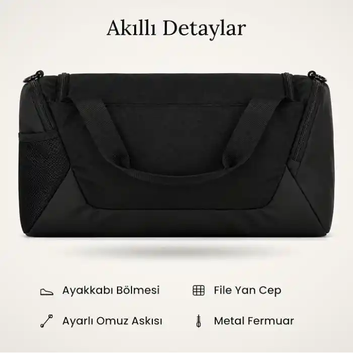 Anthony Jackson Ayakkabı Bölmeli Spor, Gym ve Seyahat Çantası Montreux (Siyah, M (60 L))