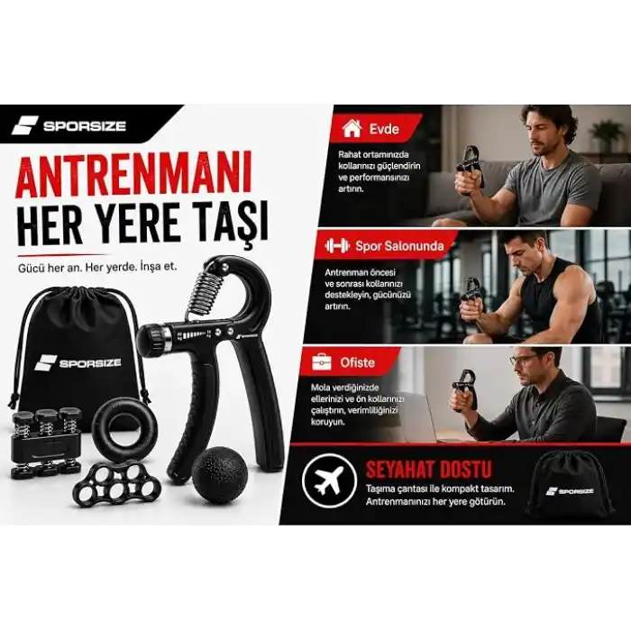 Sporsize El Yayı, El Sıkma ve Bilek Güçlendirici Set, 10-60 kg