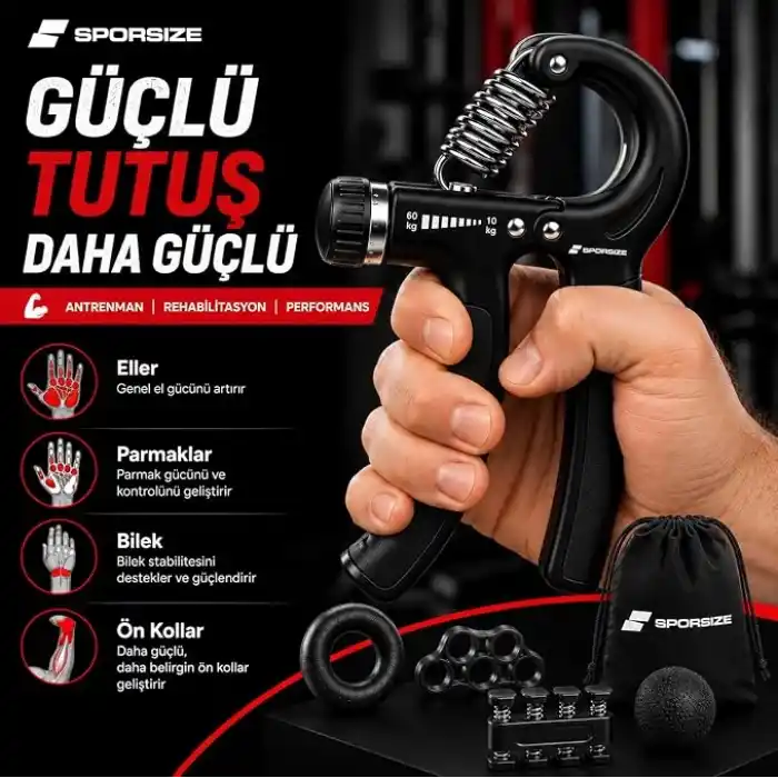 Sporsize El Yayı, El Sıkma ve Bilek Güçlendirici Set, 10-60 kg