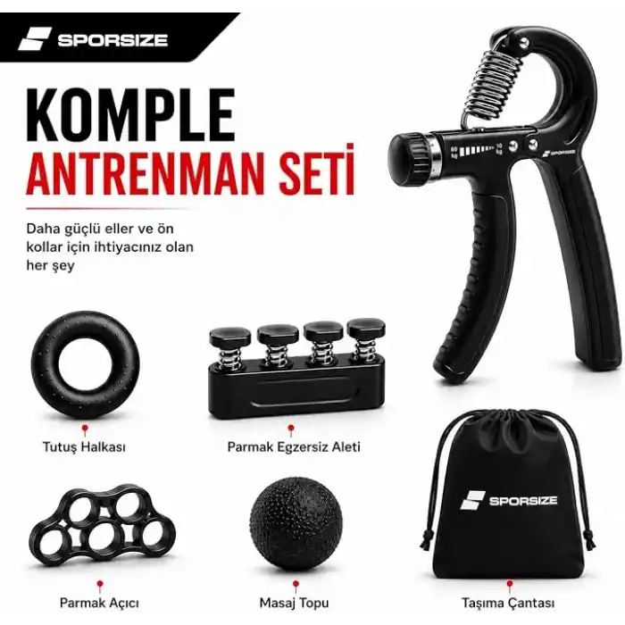 Sporsize El Yayı, El Sıkma ve Bilek Güçlendirici Set, 10-60 kg