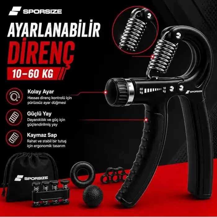 Sporsize El Yayı, El Sıkma ve Bilek Güçlendirici Set, 10-60 kg
