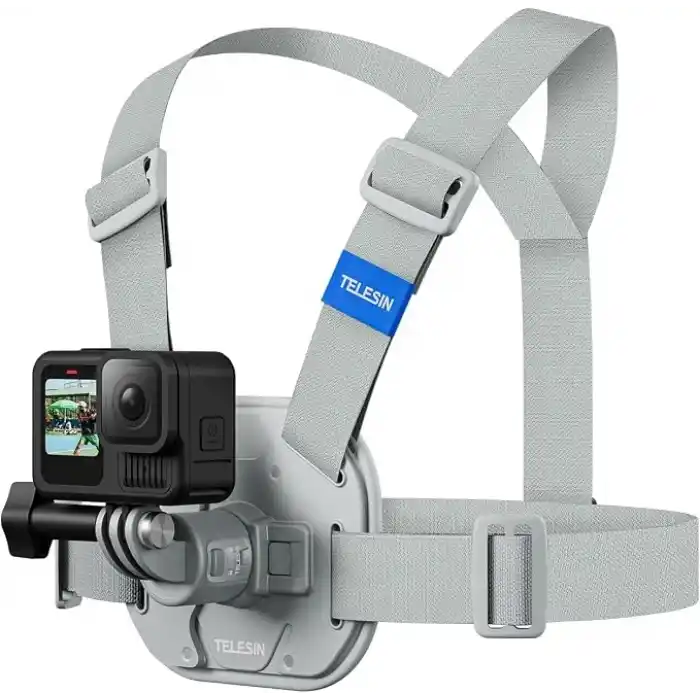 TELESIN Aksiyon Kamera Göğüs Askısı (Vest Chest) | Hızlı Çıkarılabilir Yelek Göğüs Kayışı | GoPro 13/12/11/10/9/8/7/6/5, Osmo Action 3/4/5 Pro, Insta360 Modelleri ile uyumludur (Gri)
