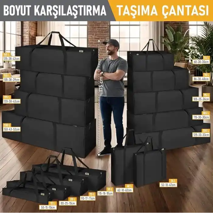 Haegs Taşıma Çantası, İnce Uzun Çok Amaçlı Alet Tripod Olta Çantası, Fermuarlı Dayanıklı, Kamp Malzemeleri Saklama Çantası, 35L (115 x 18 x 18 cm) Siyah