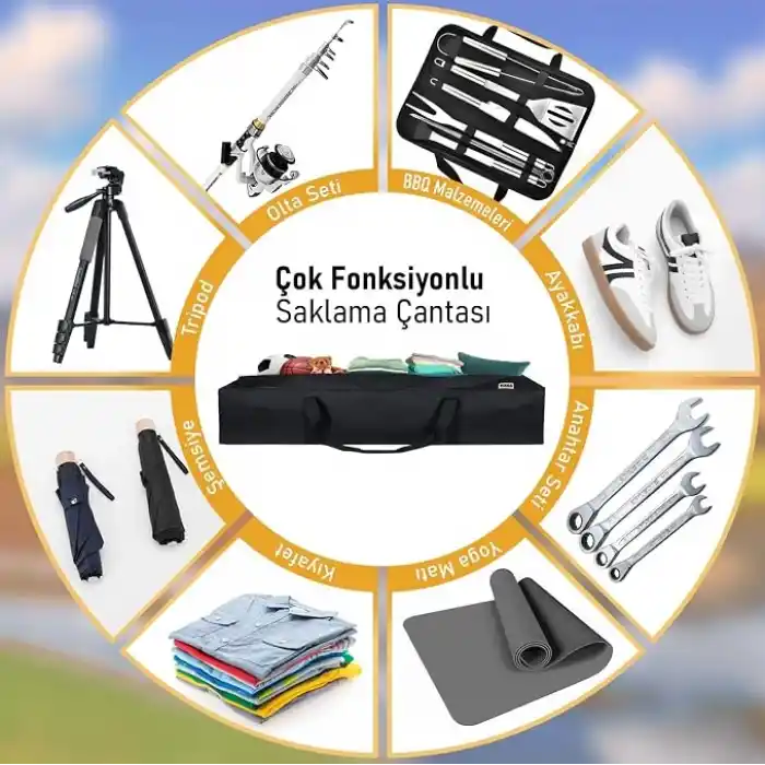 Haegs Taşıma Çantası, İnce Uzun Çok Amaçlı Alet Tripod Olta Çantası, Fermuarlı Dayanıklı, Kamp Malzemeleri Saklama Çantası, 35L (115 x 18 x 18 cm) Siyah