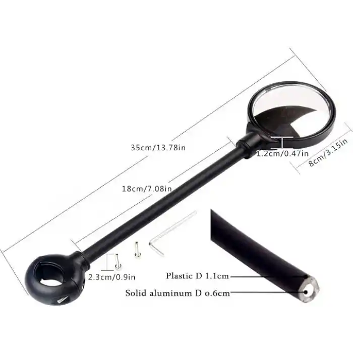 2li paket bisiklet aynası, dikiz aynası, bisiklet gidonu, geniş açılı görüş, 360° ayarlanabilir bükülebilir gidon ve döndürülebilir akrilik dışbükey ayna, dağ bisikleti