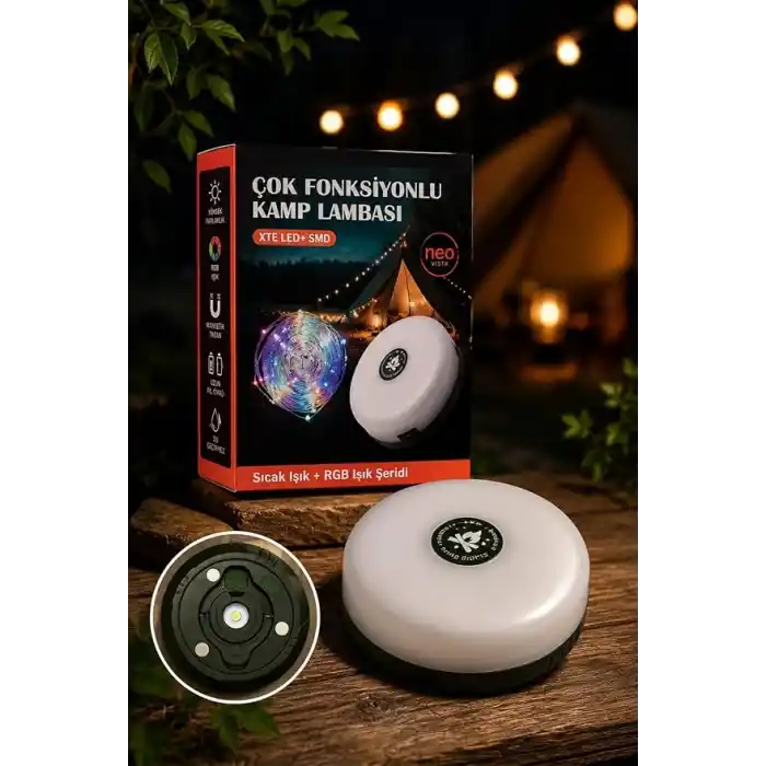Neo Vista Çok Fonksiyonlu Kamp Lambası 1200 mAh Bataryalı ve 10 Metre RGB Işık Şeridi