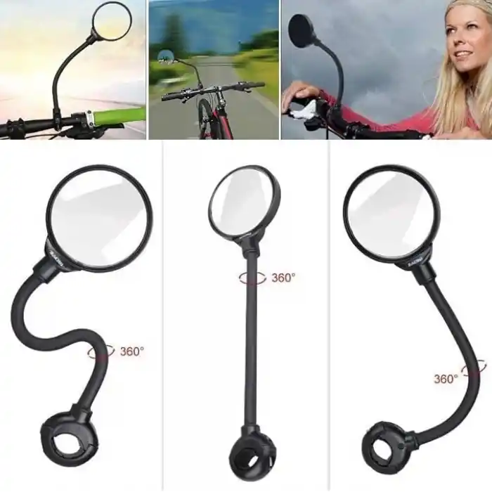 360 Ayarlanabilir Bisiklet Scooter Dikiz Aynası, Geniş Açılı Dışbükey Gidon Aynası, Dönebilen Güvenli Sürüş Aksesuarı - 1 ADET