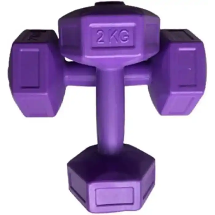 Leyaton Mor Dambıl 2 Kg x 2 Adet Vinyl Kaplı Fitness Dumbell Ağırlık Seti, 2KG2MORR