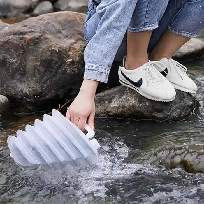 15 lt Katlanabilir Musluklu Su Bidonu, Plastik Piknik Kamp, Çeşmeli Su Torbası, Akordeon, Şeffaf,