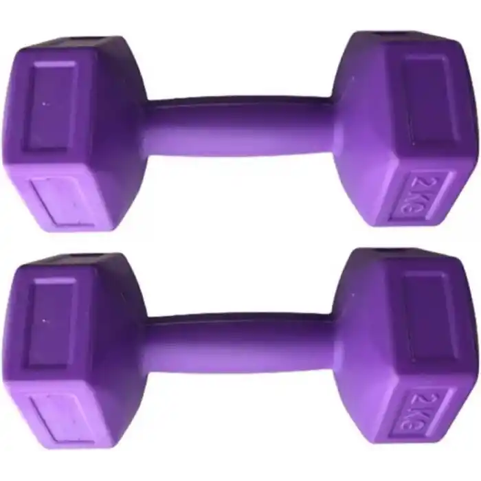 Leyaton Mor Dambıl 2 Kg x 2 Adet Vinyl Kaplı Fitness Dumbell Ağırlık Seti, 2KG2MORR