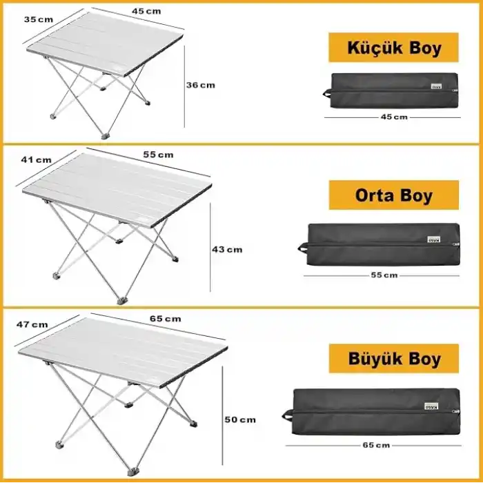 HAEGS Full Alüminyum Katlanır Kamp Sehpası, Piknik, BBQ, Balıkçılık, Doğa Aktiviteleri, Plaj için Kolay Taşınabilir Kompakt Outdoor Ultra Hafif Kamp Masası Orta Boy - Gümüş
