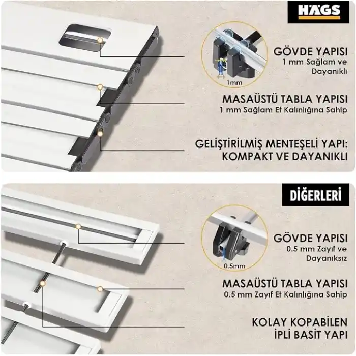 HAEGS Full Alüminyum Katlanır Kamp Sehpası, Piknik, BBQ, Balıkçılık, Doğa Aktiviteleri, Plaj için Kolay Taşınabilir Kompakt Outdoor Ultra Hafif Kamp Masası Orta Boy - Gümüş