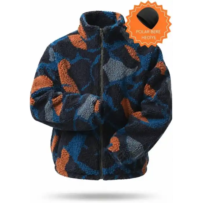 Ghassy Co. Erkek Isı Termal İç Dış Sherpa Sonbahar Kış Tam Fermuarlı Peluş Polar Sweatshirt