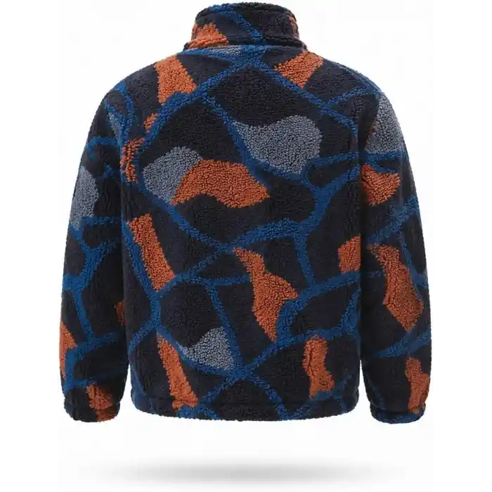 Ghassy Co. Erkek Isı Termal İç Dış Sherpa Sonbahar Kış Tam Fermuarlı Peluş Polar Sweatshirt