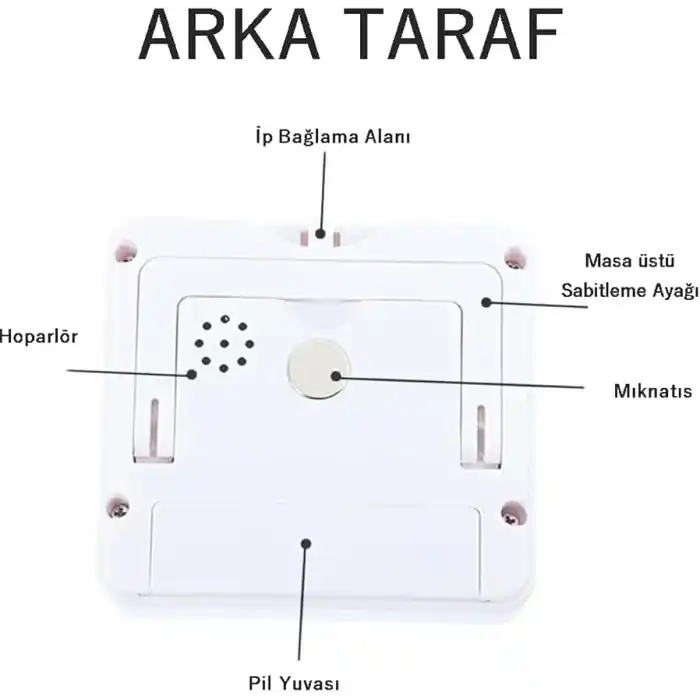 gaman Alarmlı Dijital Öğrenci Sınav Kronometresi 24 Saat Geri Sayım Cihazı Saat - Alarm/Kronometre BEYAZ Beyaz