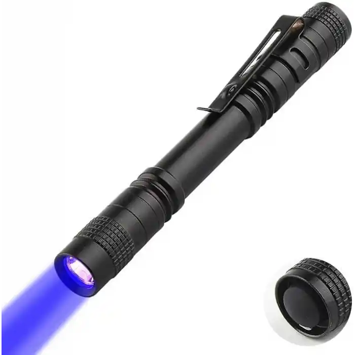 Valkyrie 395nm Ultraviyole UV Kalem El Feneri - Alüminyum Darbeye Suya Dayanıklı Cep Feneri Klipsli Kalem Fener Blacklight