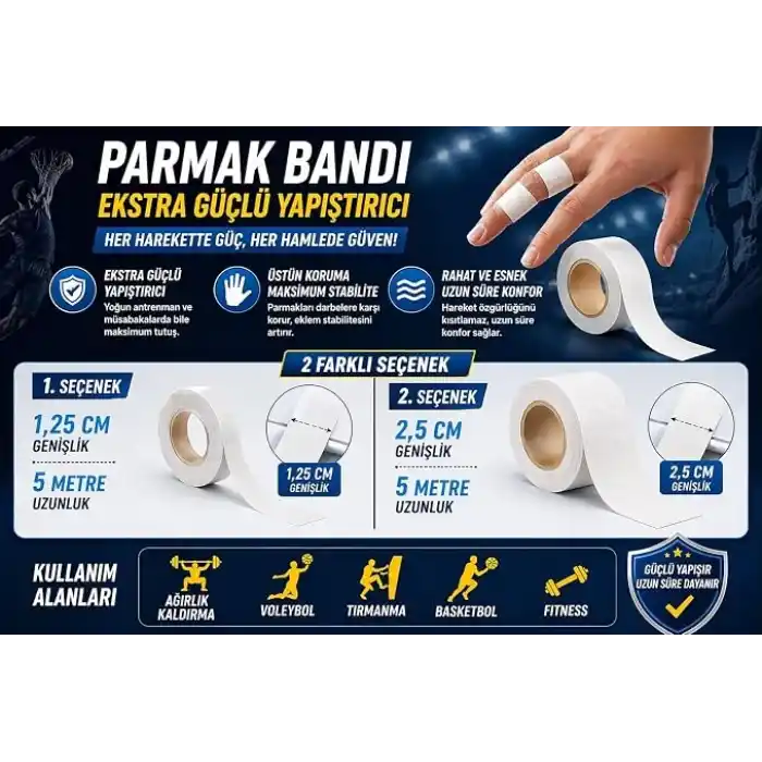 Sporcu Bandı Ekstra Güçlü Yapıştırıcı, Ağırlık Kaldırma İçin Atletik, Voleybol, Tırmanma Basketbol 2,5 Cm Beyaz Renk