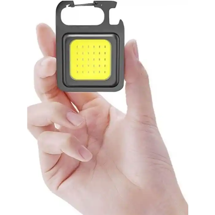 UNİCHROME 3 Adet Led Anahtarlıklı Metal Kasa El Feneri Şişe Açacağı Usb’li Şarj Edilebilir Cep Boy Cob 800Mah