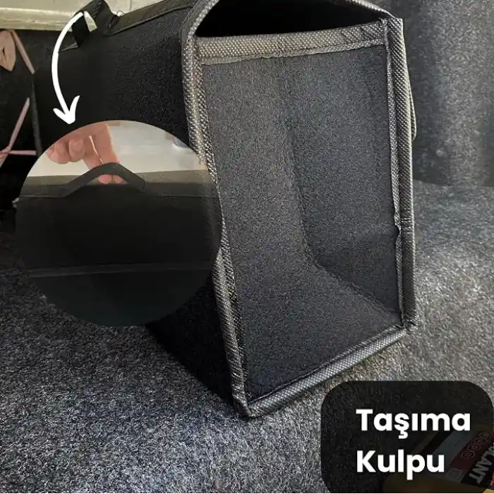 Romofy Oto Bagaj Organizer [Kalın Keçe] - Kapaklı Toparlayıcı Bagaj Çantası - Araba Aksesuar Toparlayıcı, Araç Organizer - Altında ve Yanında Bagaja Yapışan Malzeme