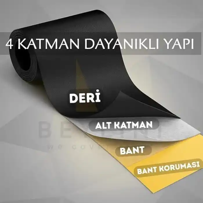 BEYLINI Deri Tamir Kiti Kendinden Yapışkanlı Dayanıklı Uzun Ömürlü Su Geçirmez Onarım Kiti (Siyah, 50x120)