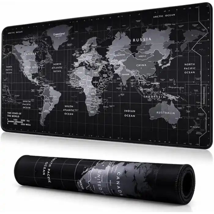 McStorey 90x40 cm Mouse Pad, Dünya Haritası Desenli Büyük Mouse Pad, Kaymaz Kauçuk Tabanlı, Dikişli Kenarlı 3 mm Klavye ve Mouse Altlığı, XXL Desk Mat, Ofis ve Gaming Masa Pedi