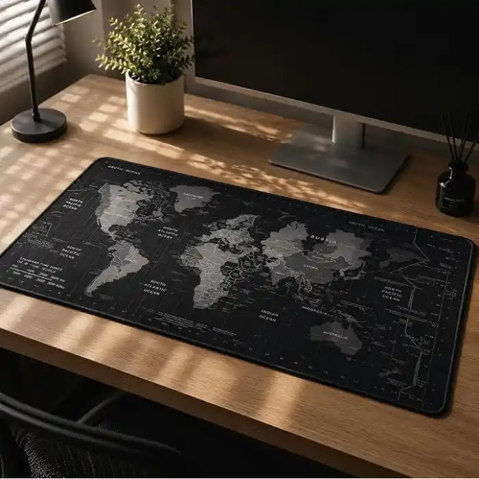 McStorey 90x40 cm Mouse Pad, Dünya Haritası Desenli Büyük Mouse Pad, Kaymaz Kauçuk Tabanlı, Dikişli Kenarlı 3 mm Klavye ve Mouse Altlığı, XXL Desk Mat, Ofis ve Gaming Masa Pedi
