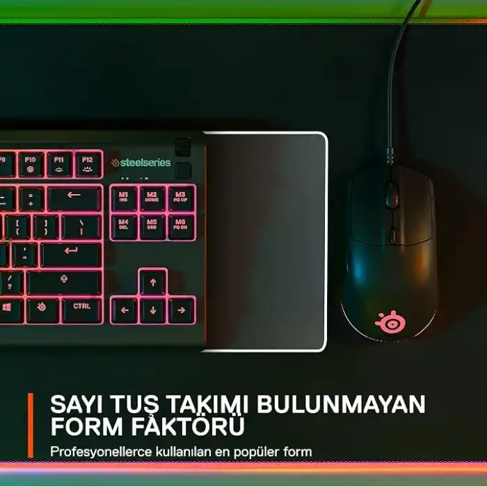 steelseries Apex 3 TKL Türkçe Gaming Klavye Tenkeyless, 8 Bölge RGB Aydınlatma Türkçe QWERTY