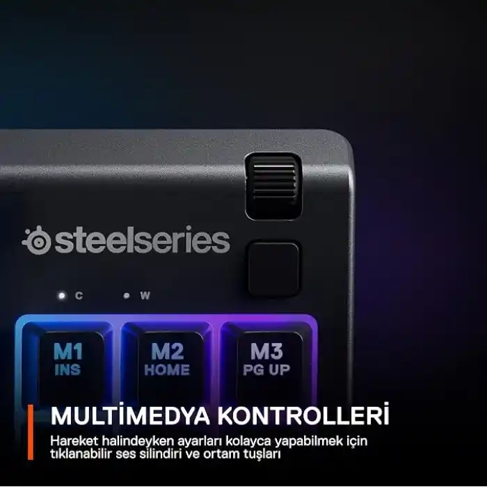 steelseries Apex 3 TKL Türkçe Gaming Klavye Tenkeyless, 8 Bölge RGB Aydınlatma Türkçe QWERTY